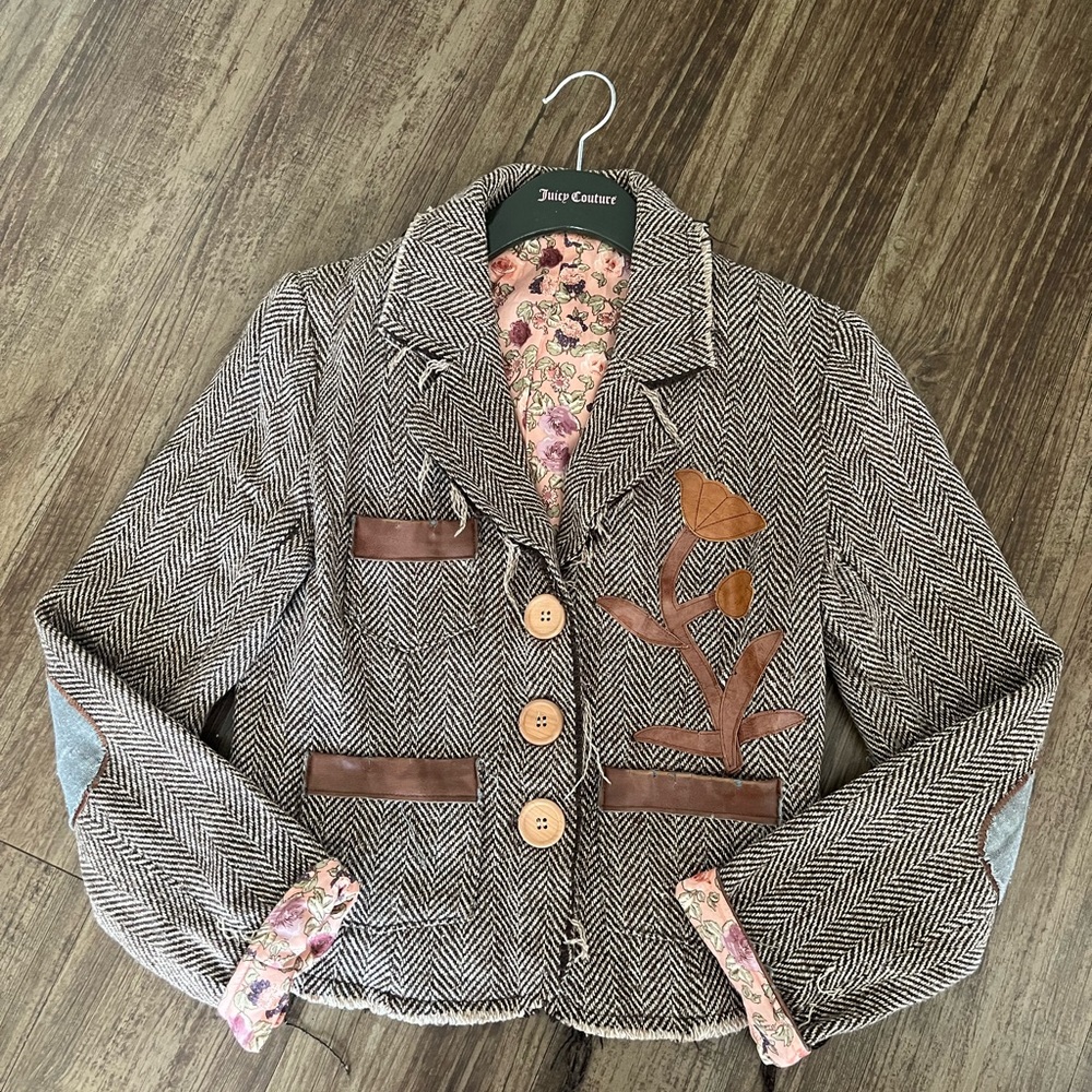 Plaid, Brown, Tan, Pink, Fashion Blazer